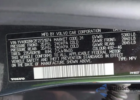 2015 Volvo Xc60 T6/Premier from USA, damaged, VIN YV4902RK2F2751974
